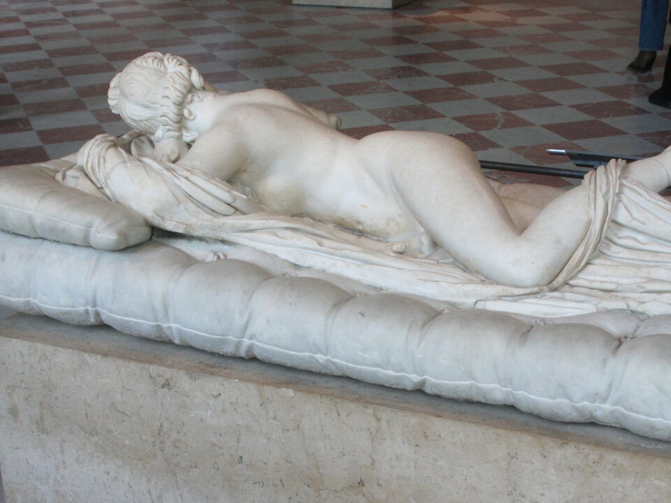 The Sleeping Hermaphroditus is an ancient marble sculpture depicting Hermaphroditus life size. In 1620, Italian artist Gian Lorenzo Bernini sculpted the mattress upon which the statue now lies.More: https://collections.louvre.fr/en/ark:/53355/cl010250571